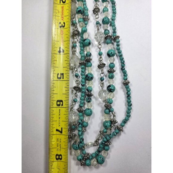 Multi-Strand necklace blue Clear Bead Silver-Tone Premier Designs jewelry - Picture 4 of 4